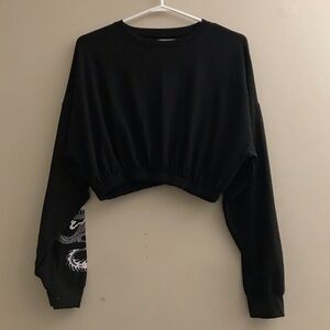 Black Cropped Dragon Sweater
